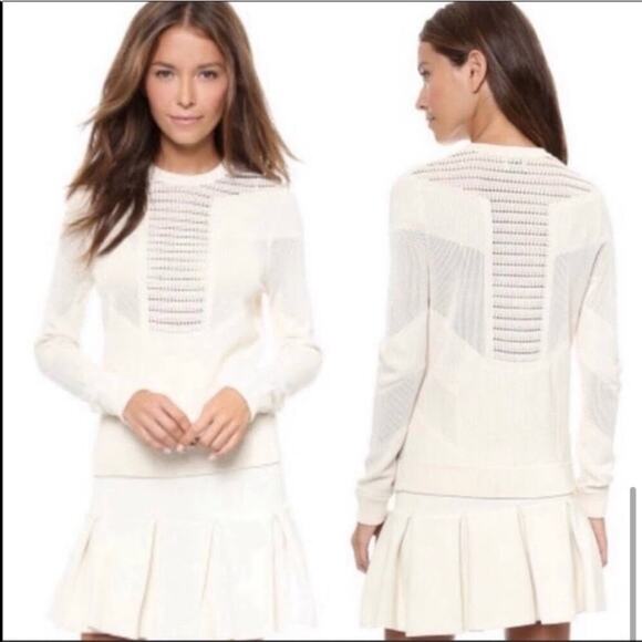Torn by‎ Ronny Kobo white pointelle perforated faige sweater size small - Picture 1 of 8